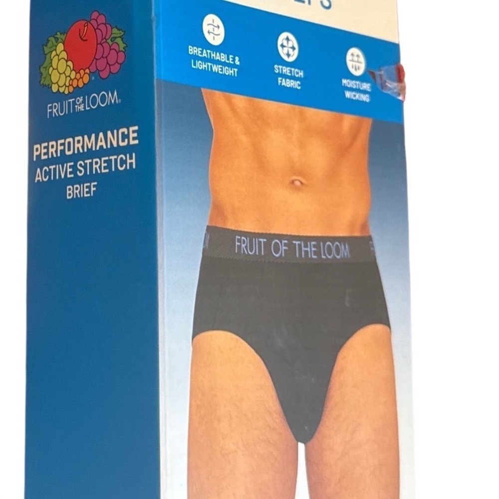 Fruit of the Loom Mens Performance Active Stretch Brief 6-Pack Large Black Grey